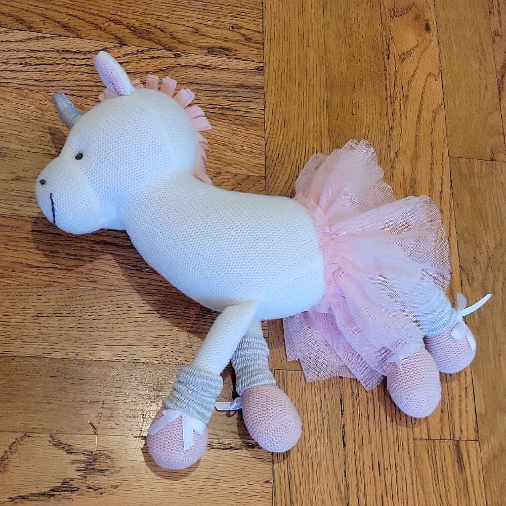 Elegant Baby Plush Stuffed Animal Ballerina Unicorn Cotton Knit Girl Pink